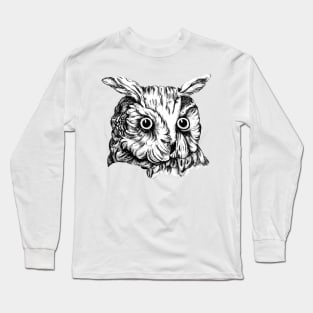 Sleepy Hollow Owl Head Long Sleeve T-Shirt